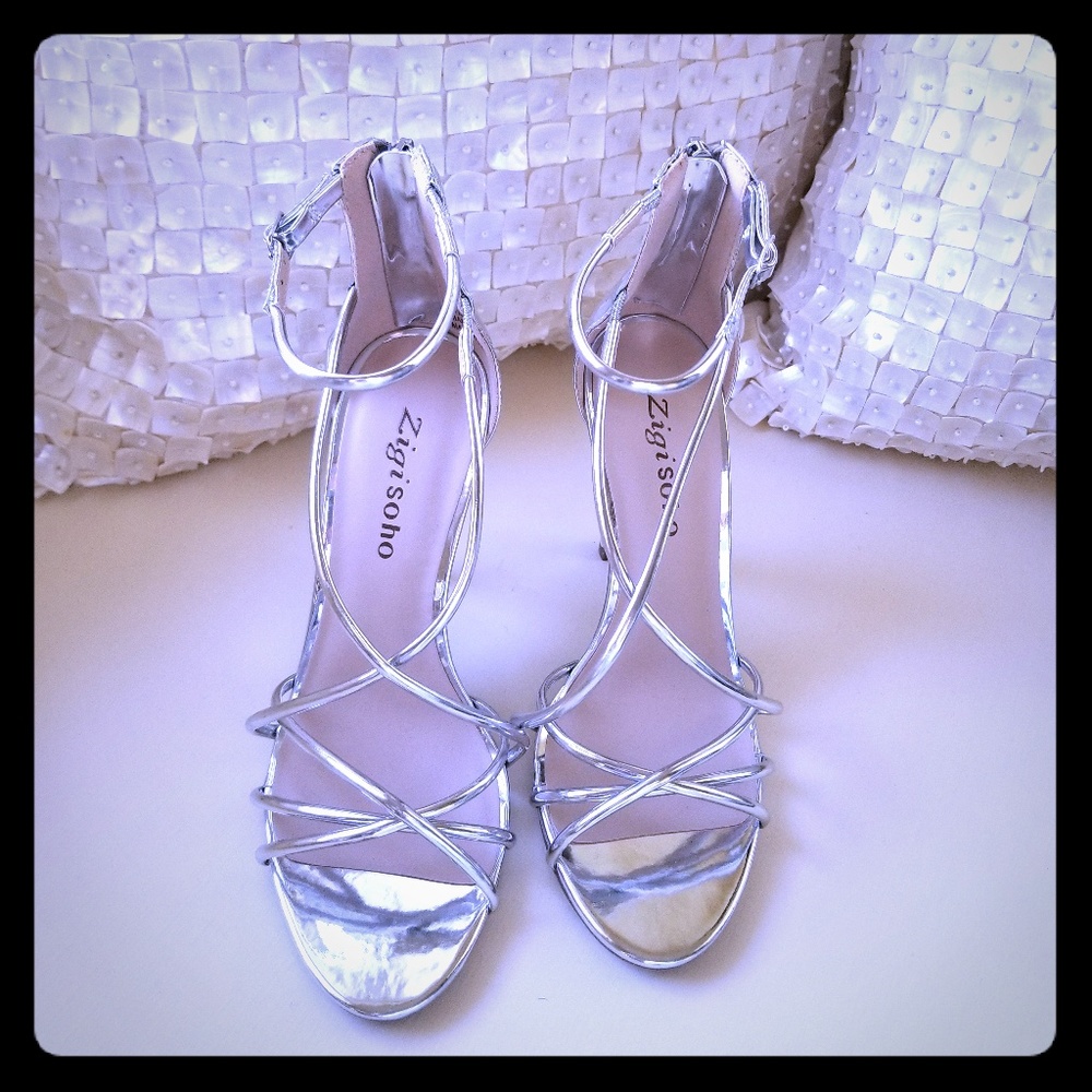 Metallic Strappy High Heel Shoes